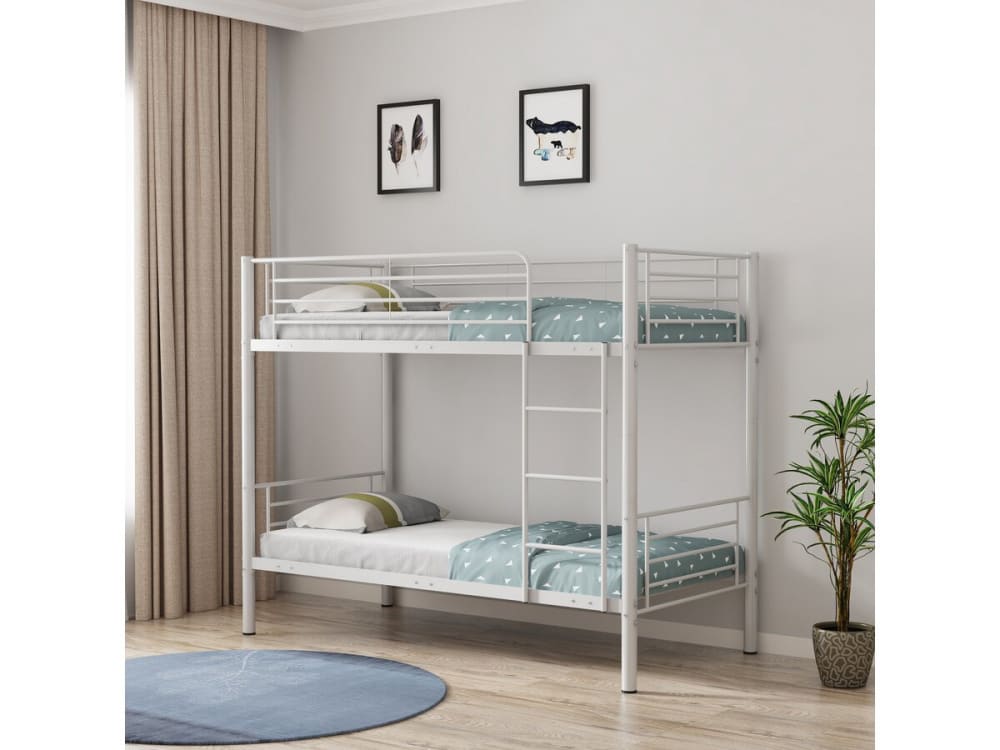 Lit superposé en acier blanc 200 x 97 x 165 cm
