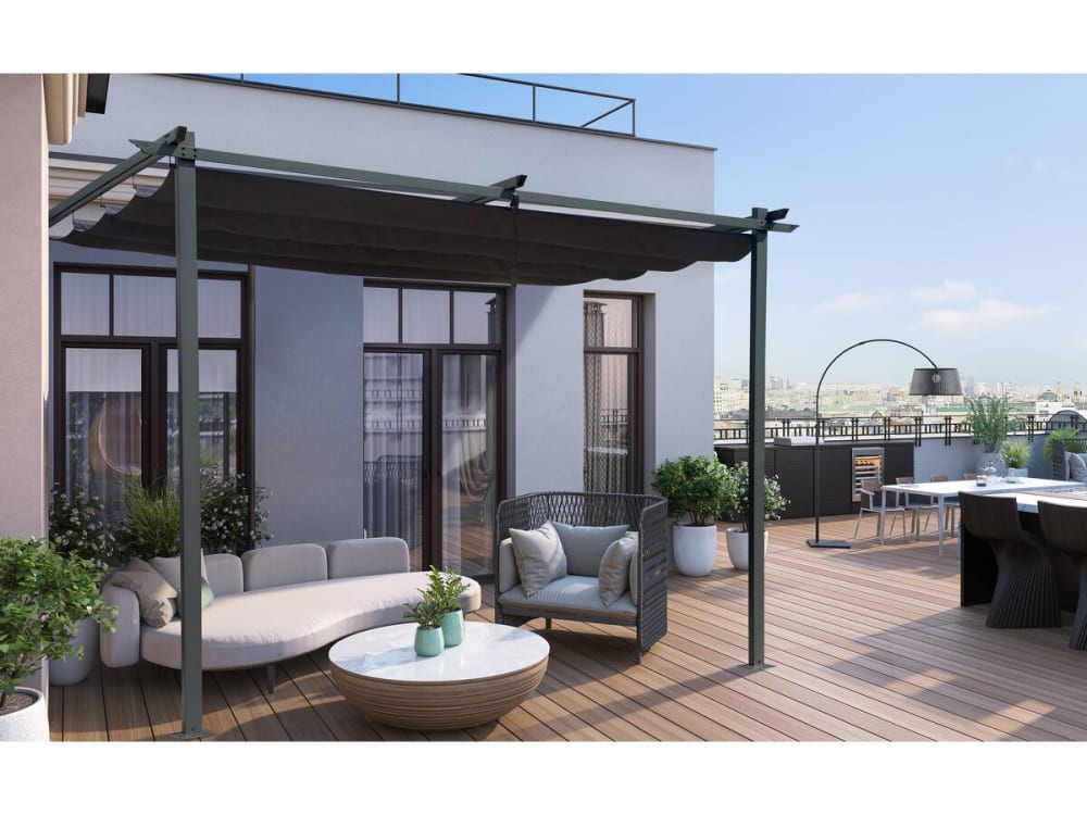 Pergola - Markise aus 295 x 290 x 220 cm grau - Maisons Du Monde