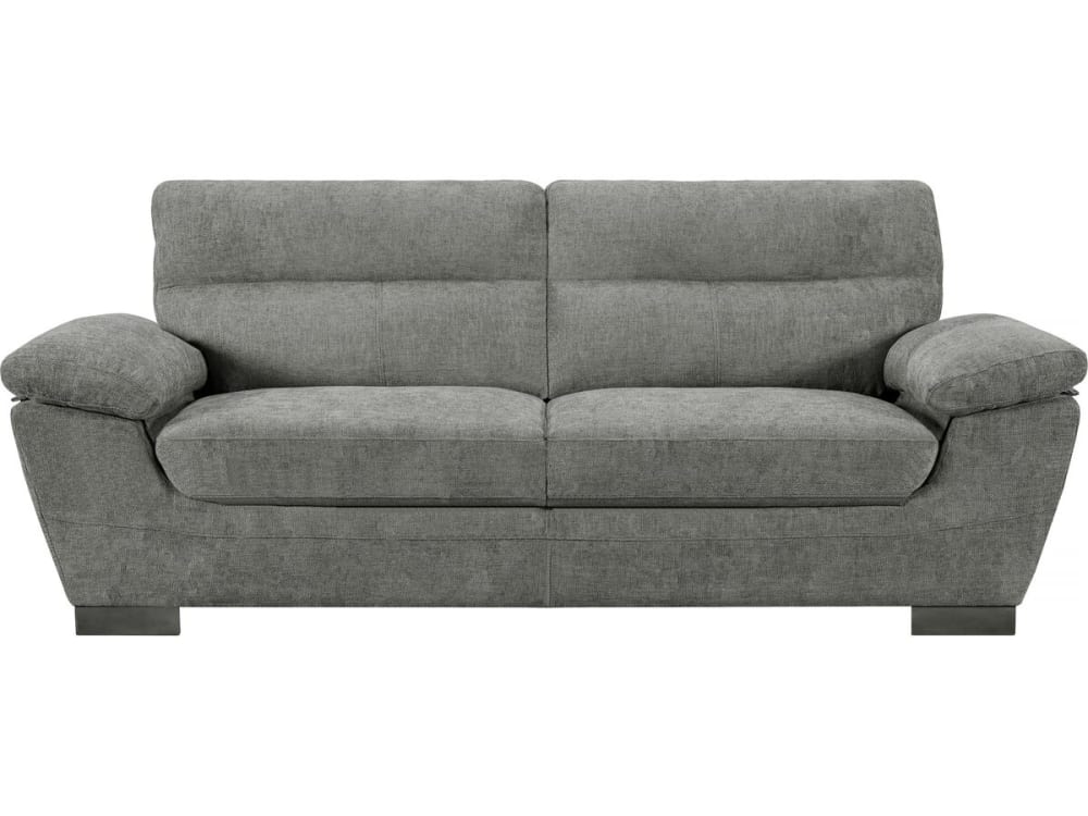 Canapé droit 3 places en tissu chenille gris