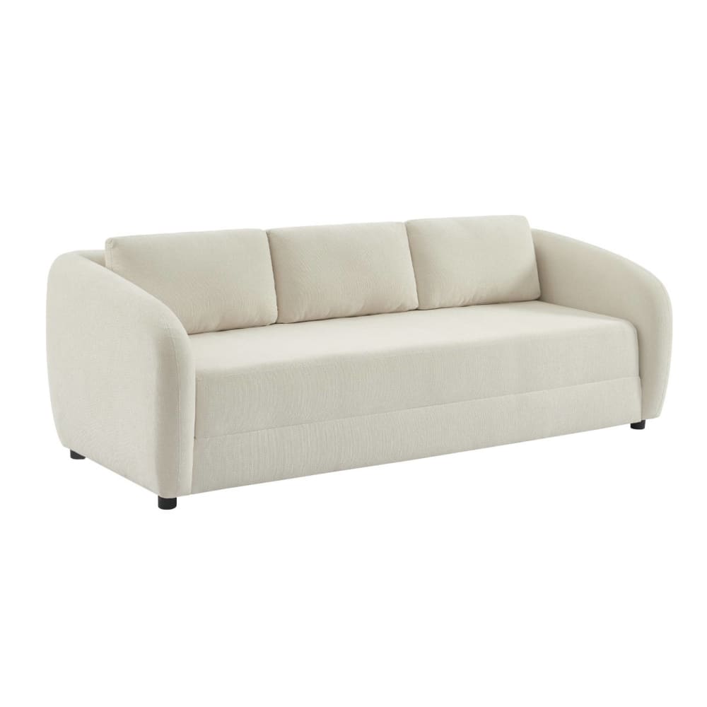 Canapé convertible 3 places tissu chenille blanc