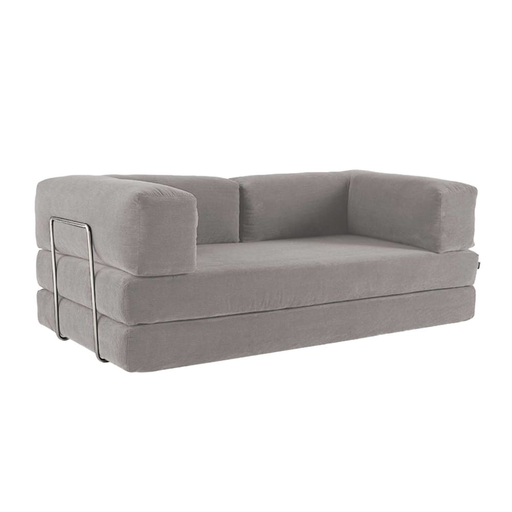 Canapé compressé vintage convertible 3 places velours côtelé gris