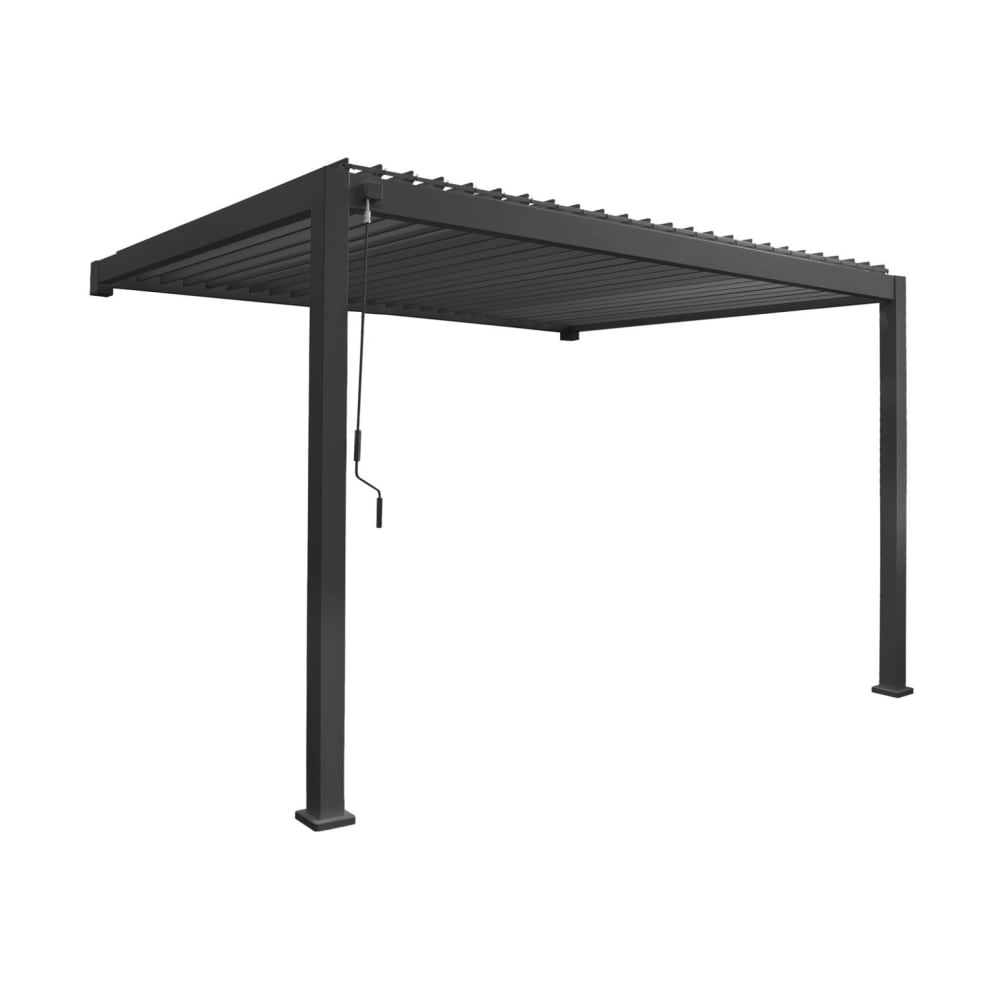 Pergola bioclimatique aluminium anthracite adossée 4x3m triomphe