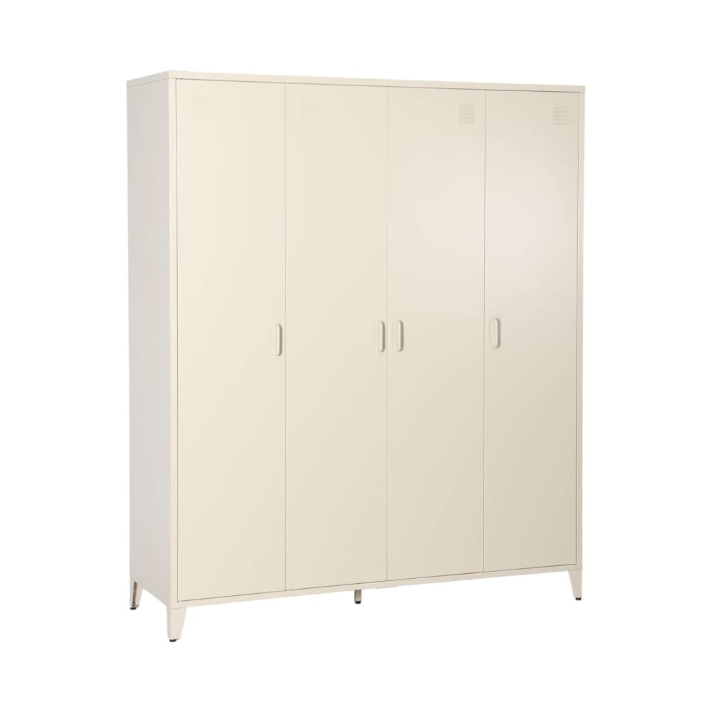 Armoire chambre dressing industriel métal beige 4 portes