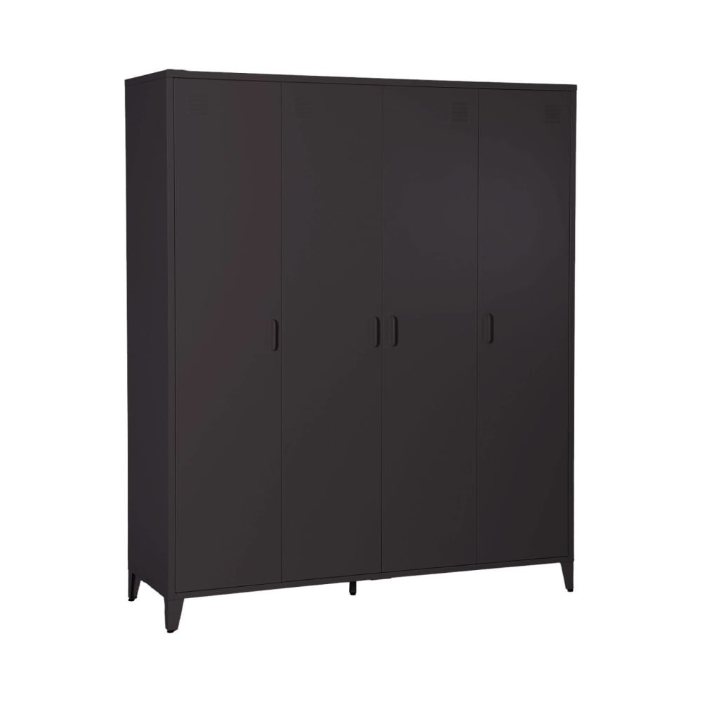 sweeek Industrieller Metall-Kleiderschrank, schwarz, mit 4 Türen style industrial - Stahl