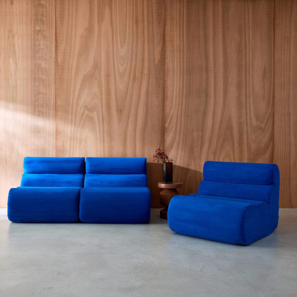 Chauffeuse tissu 1 place bleu électrique (lot de 3)