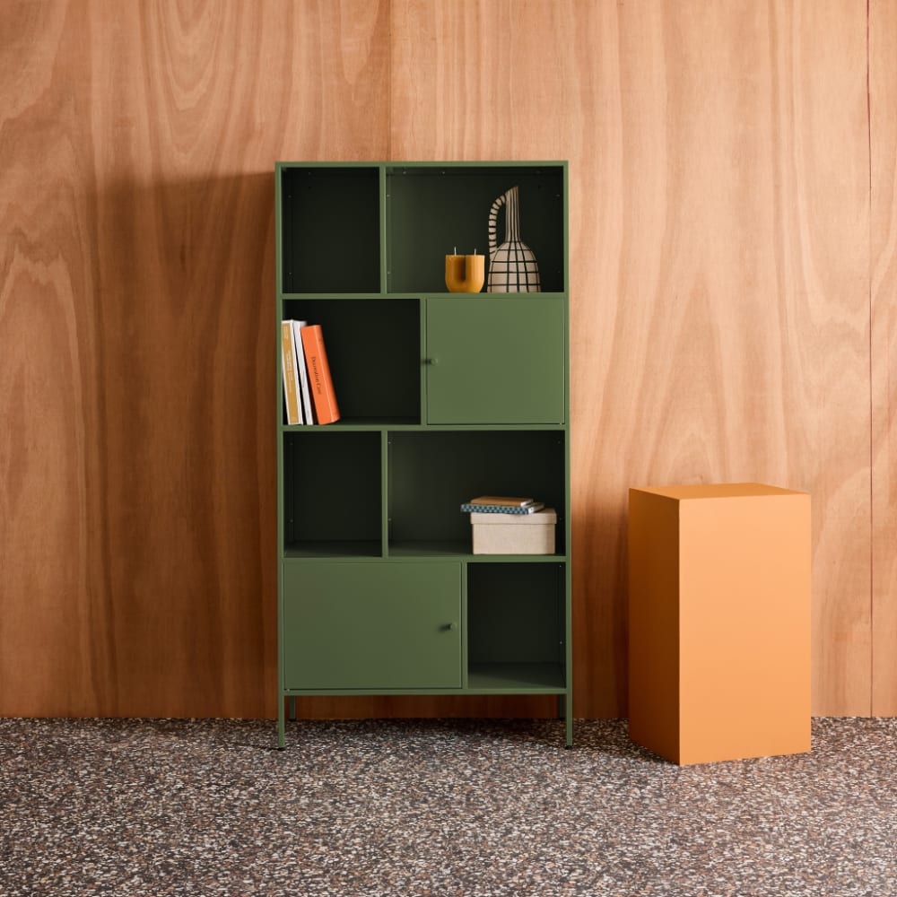 sweeek Sideboard aus Stahl mit 8 Stauräumen, grün style industrial - Stahl
