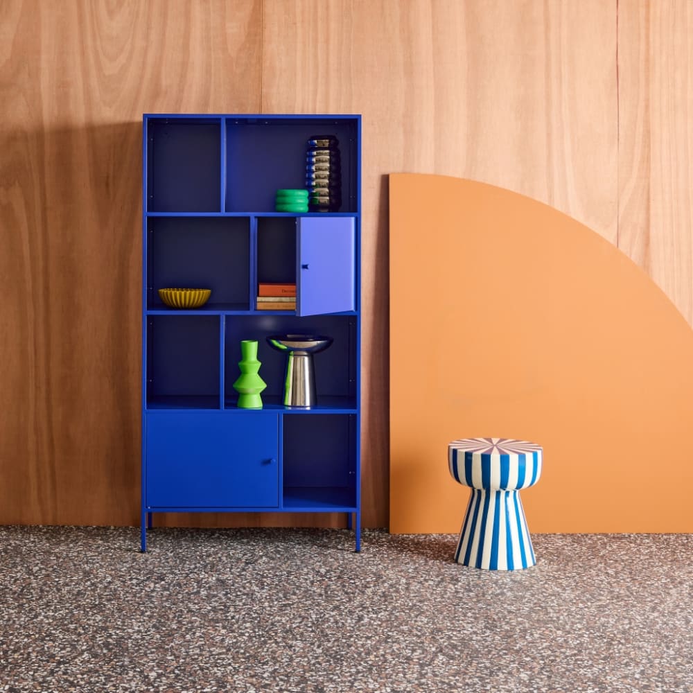 sweeek Sideboard aus Stahl mit 8 Stauräumen, blau style industrial - Stahl