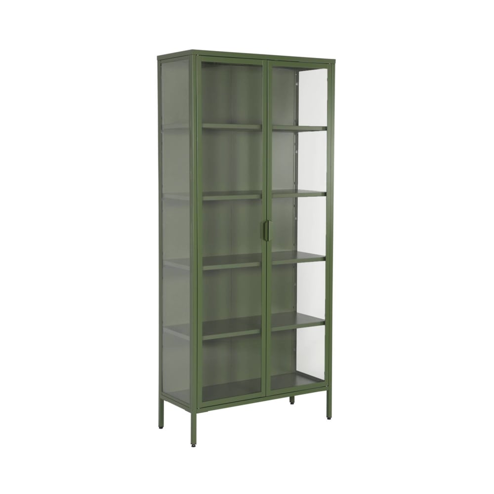 Schrank aus Stahl und Glas, 2 Türen, 180 cm, grün - Maisons Du