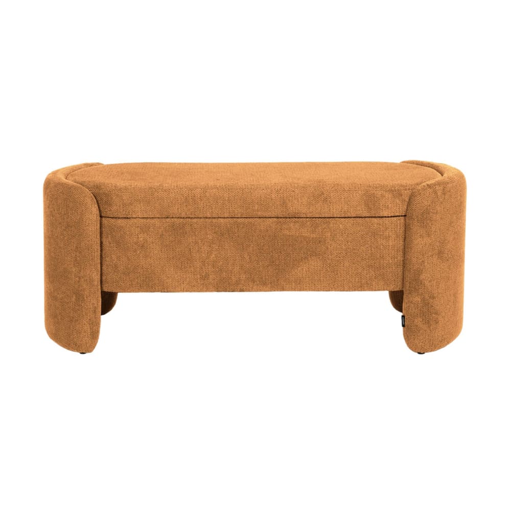 Banc coffre, bout de lit contemporain tissu rouille