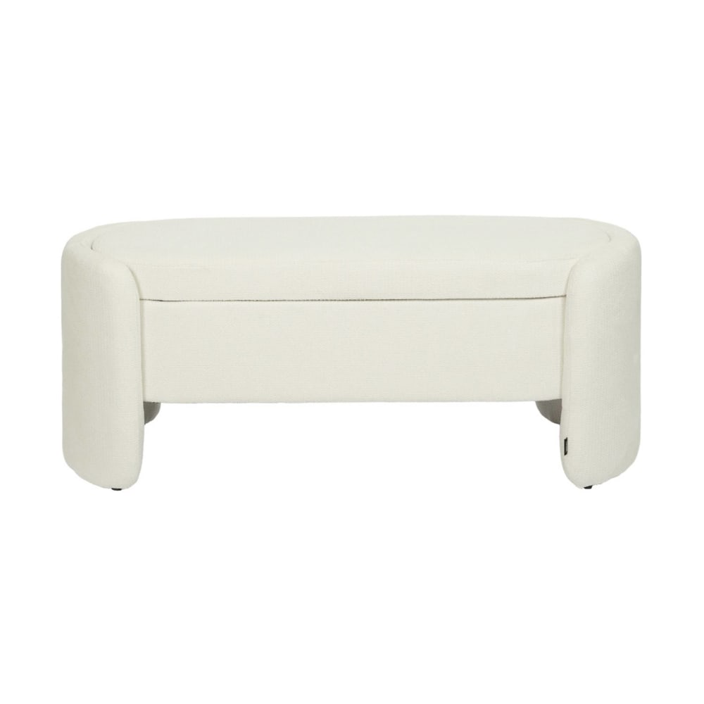 Banc coffre, bout de lit contemporain tissu blanc