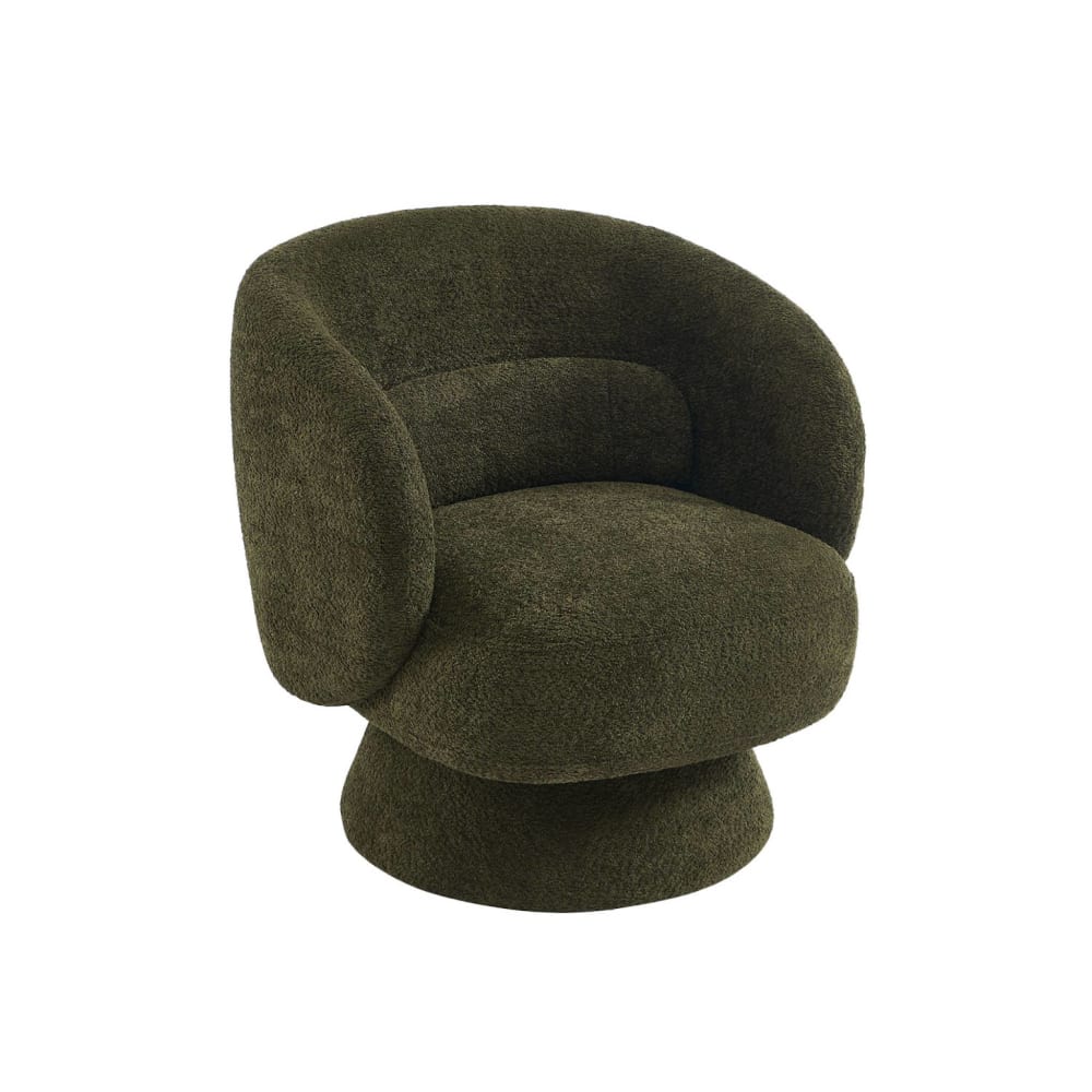 Fauteuil pivotant 360° tissu avec coussin kaki