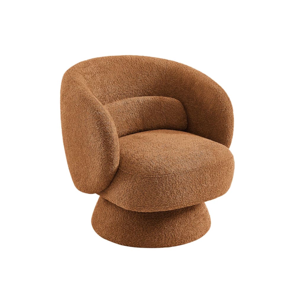 Fauteuil pivotant 360° tissu avec coussin terracotta