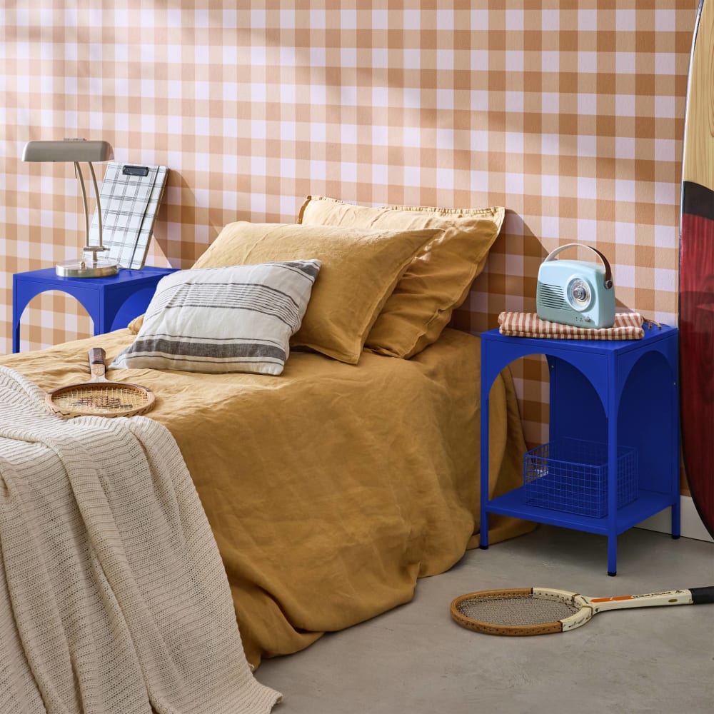 Lot de 2 tables de chevet, tables d'appoint bleu