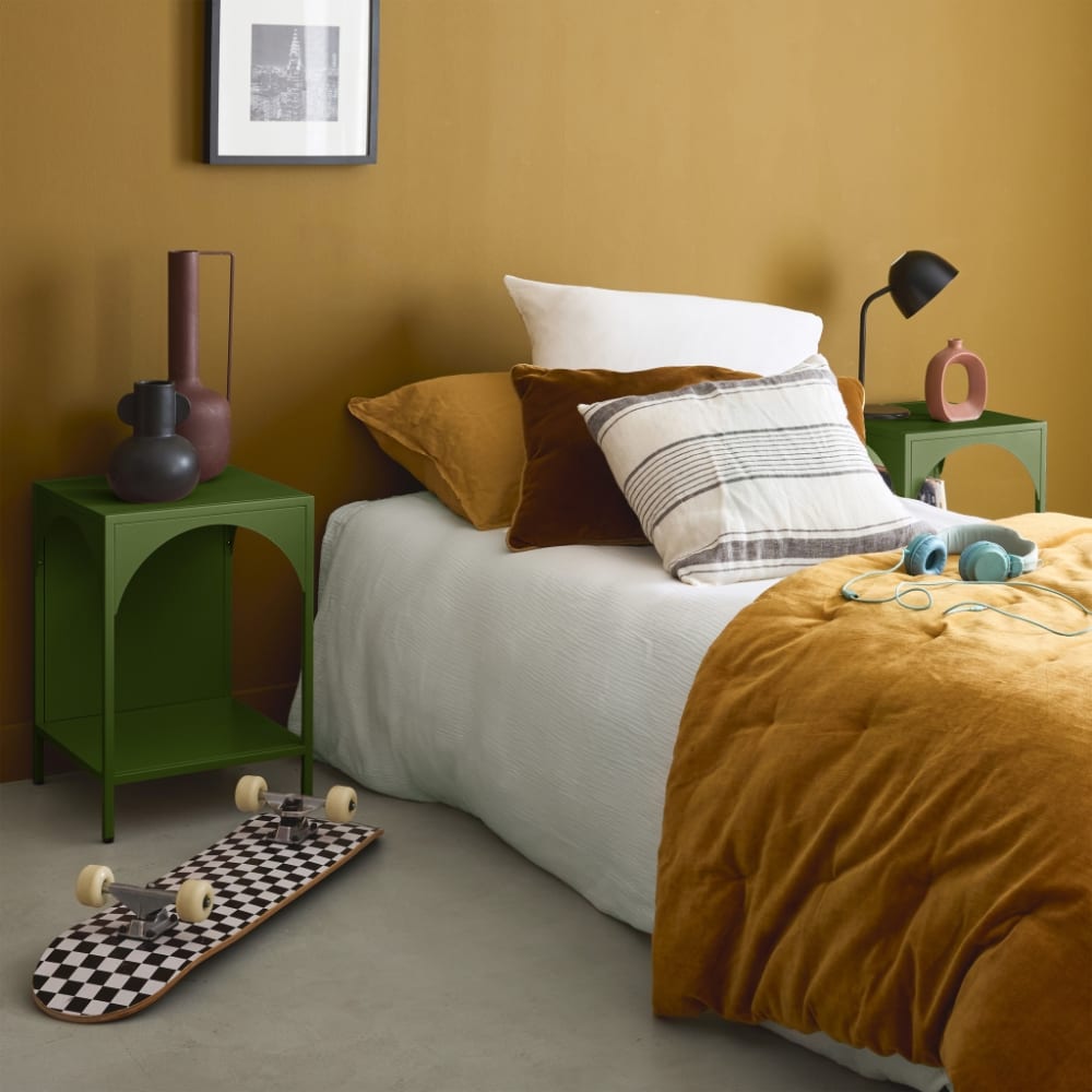 sweeek 2er-Set Nachttische, Beistelltische khaki style industrial Grün Stahl