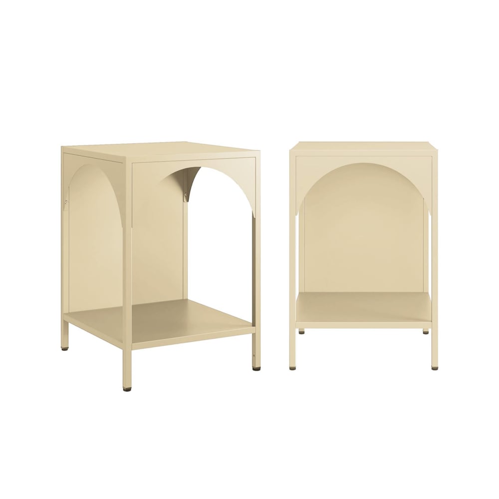 Lot de 2 tables de chevet, tables d'appoint beige