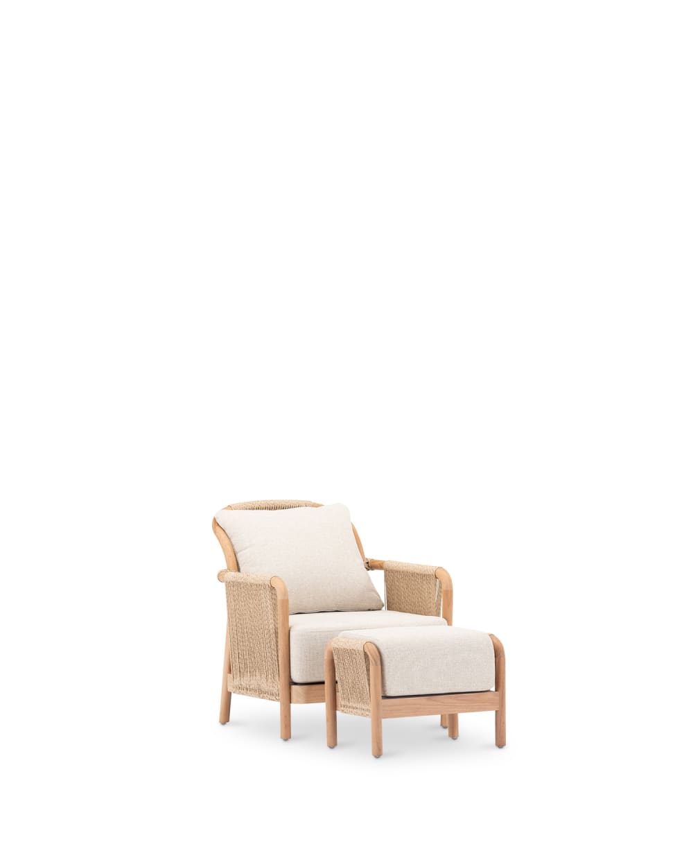fauteuil avec repose-pieds - rotin