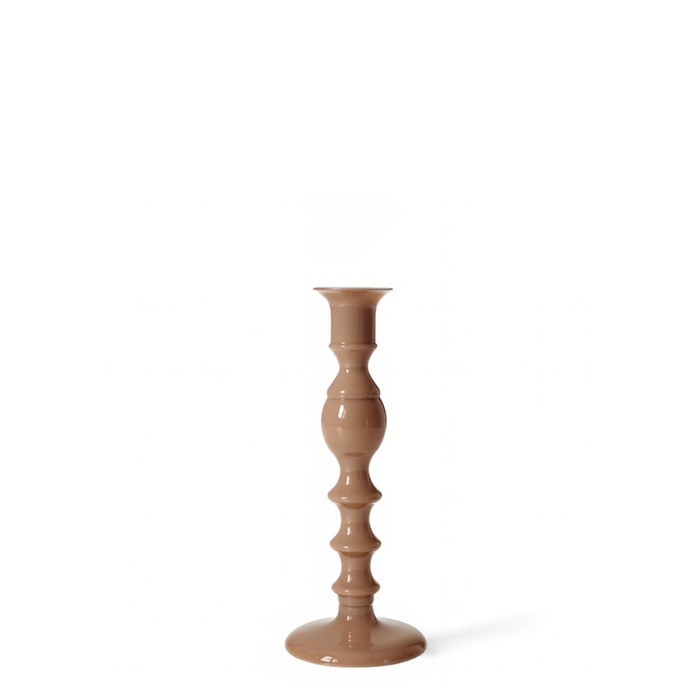 Bougeoir en verre glossy beige h22 Bougeoir en verre glossy beige h22