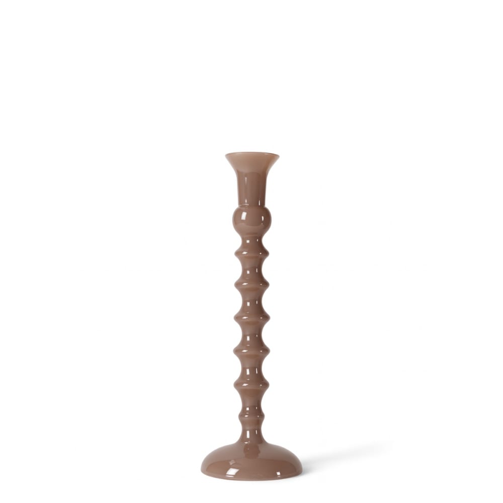 Bougeoir en verre glossy beige rosé h25 Bougeoir en verre glossy beige rosé h25