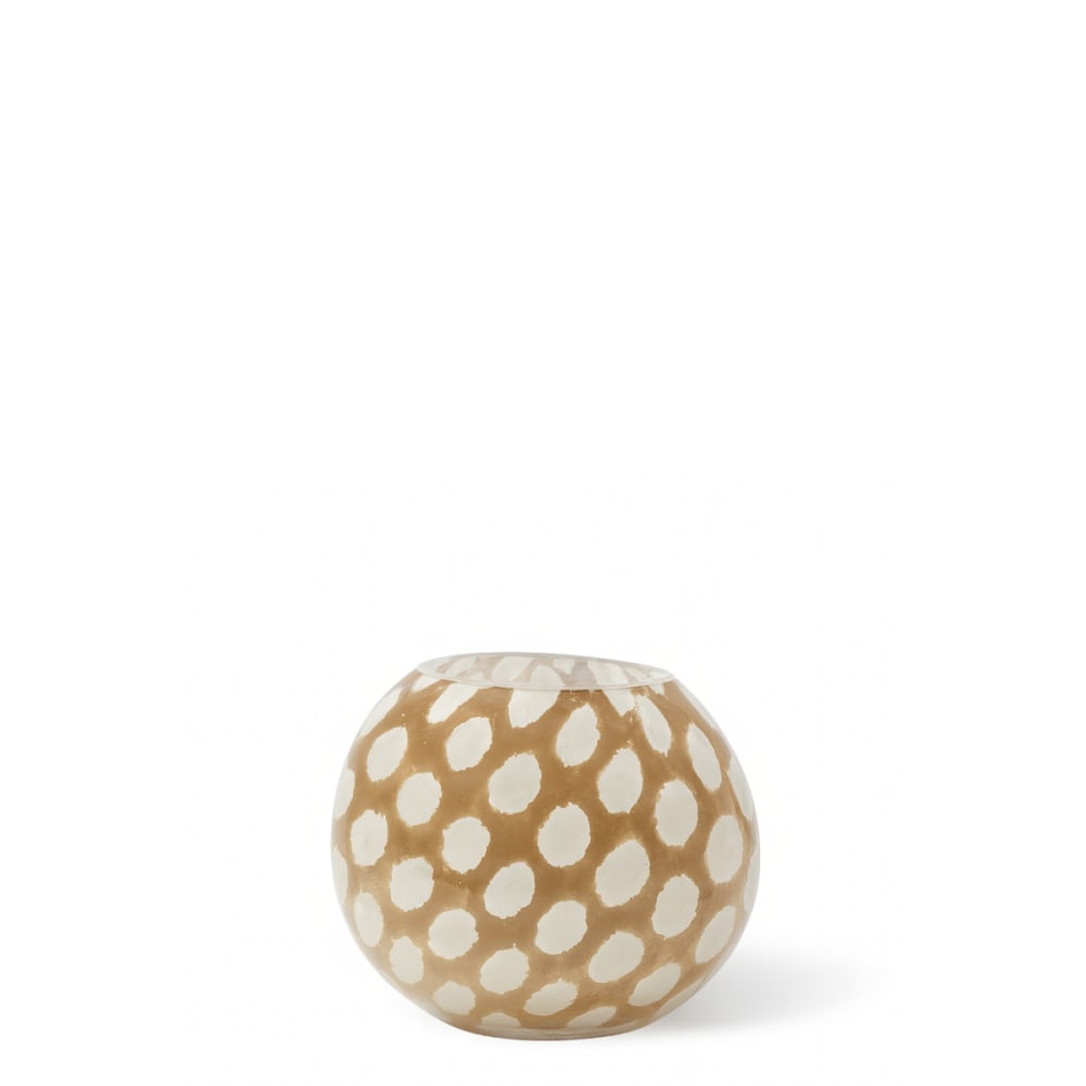 Photophore en verre marron clair et pois blanc l10
