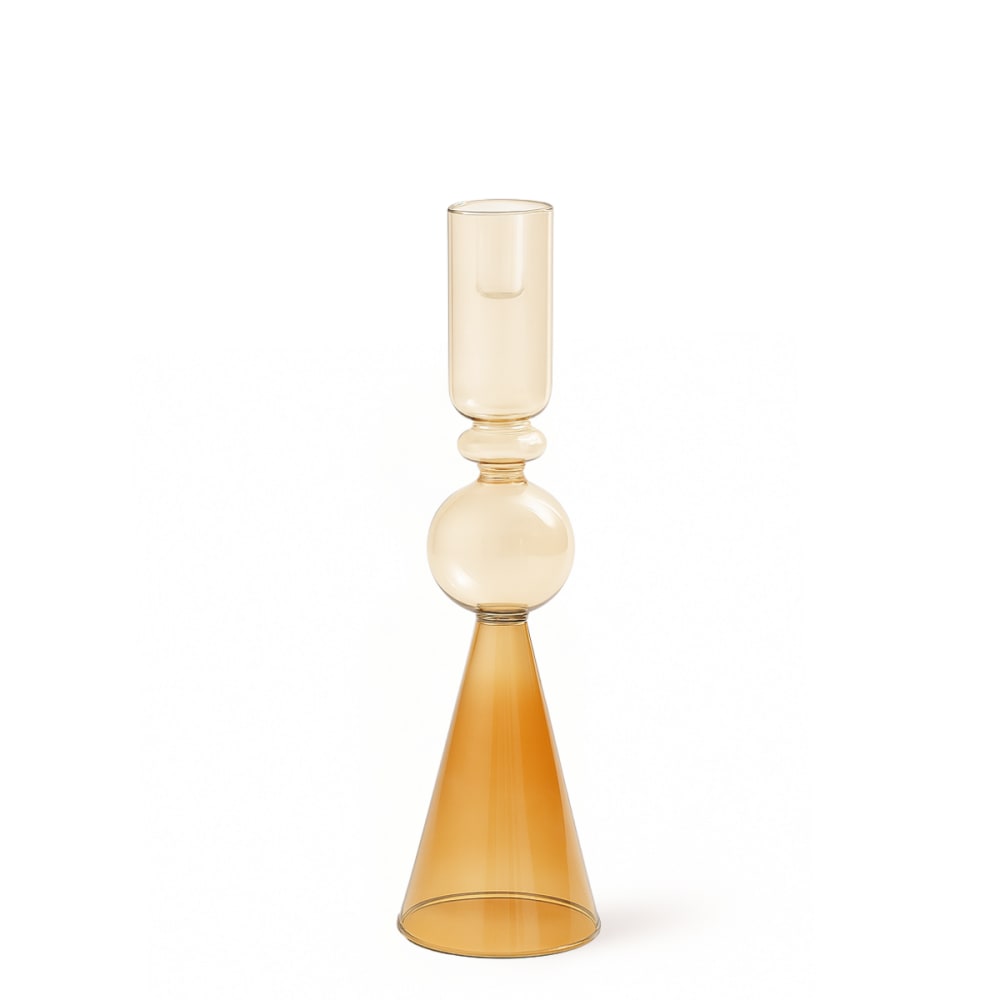 Bougeoir en verre orange transparent h31 Bougeoir en verre orange transparent h31