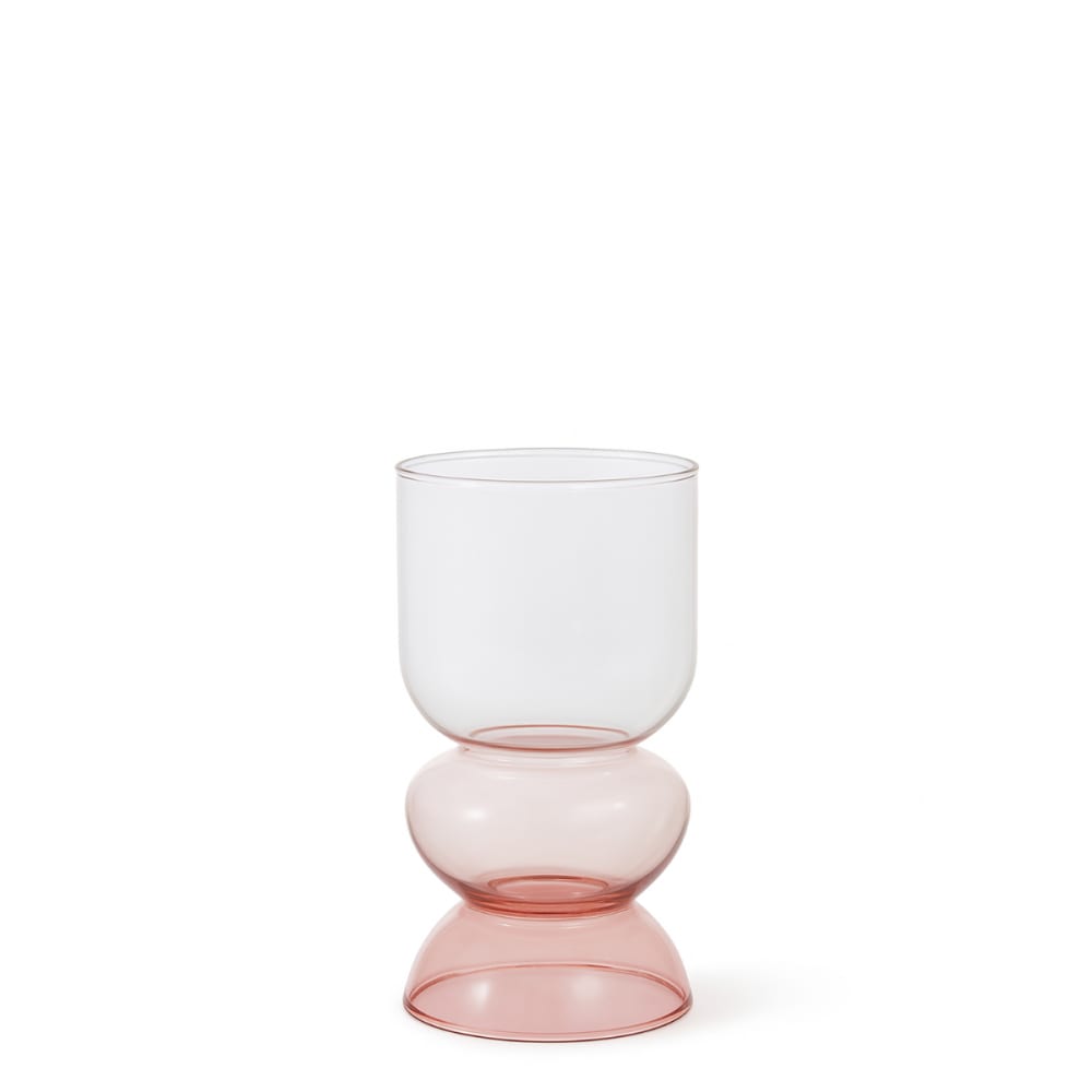 Vase décoratif en verre rose pâle transparent H21
