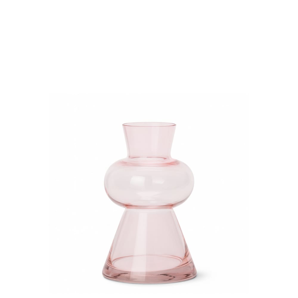 Vase décoratif en verre rose pâle H23