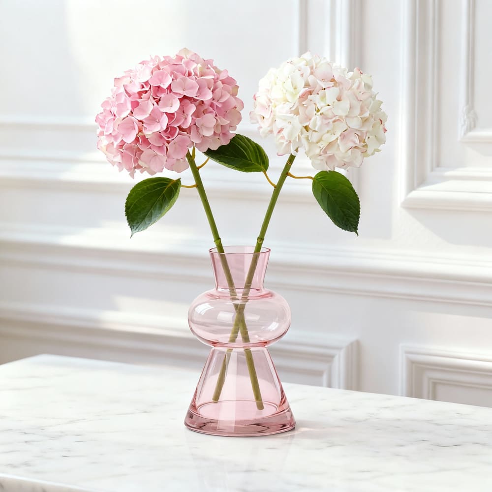 Vase décoratif en verre rose pâle h23