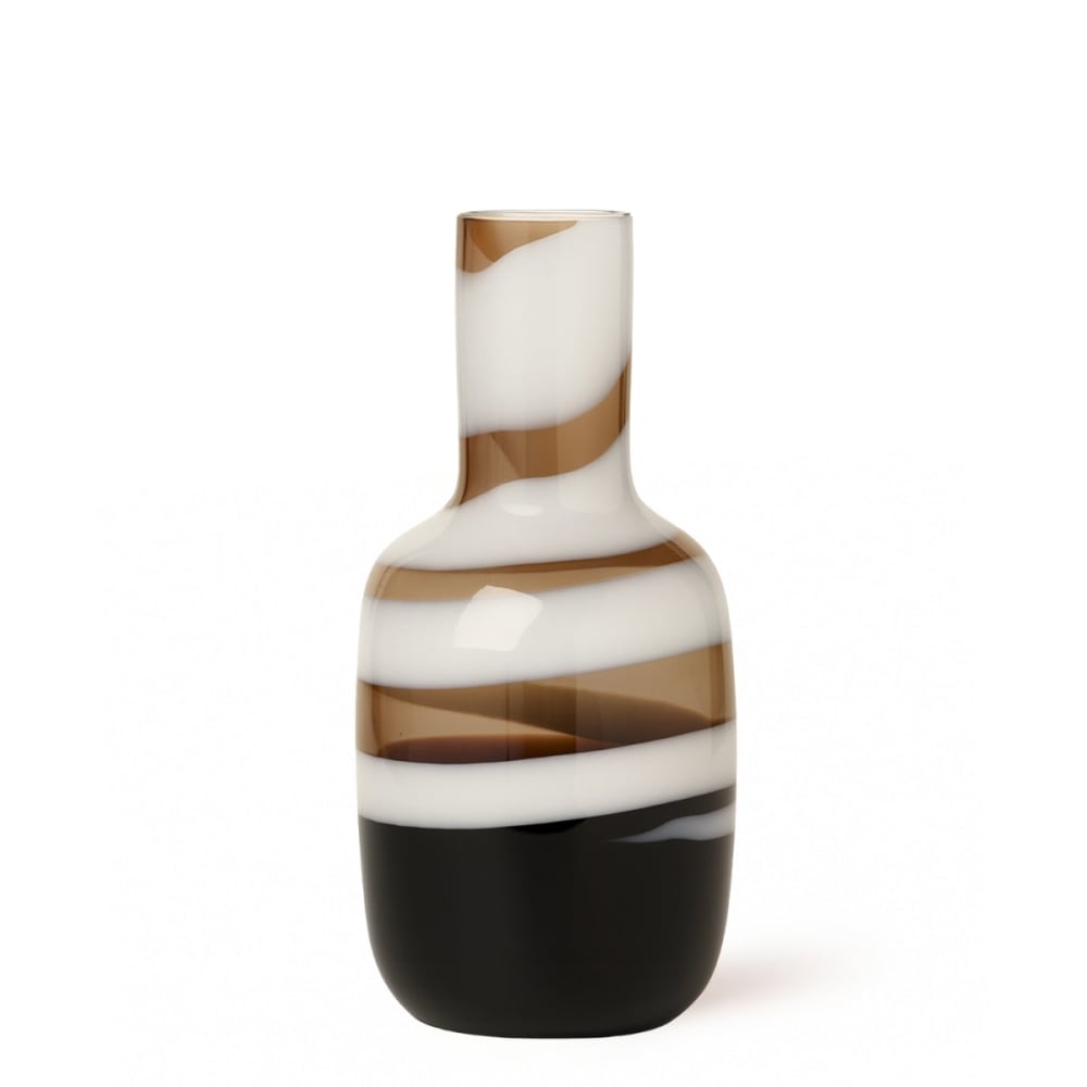 Vase décoratif en verre marron et blanc H40