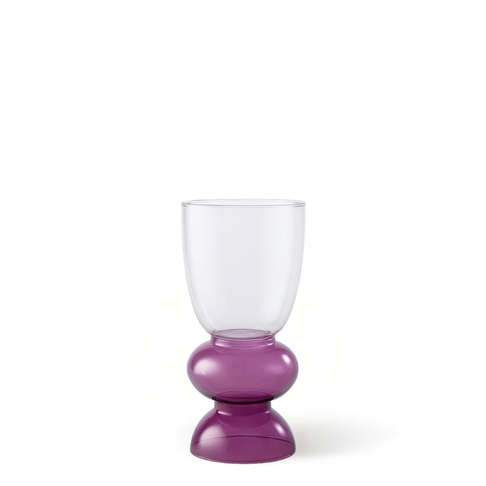 Vase en verre violet transparent h22