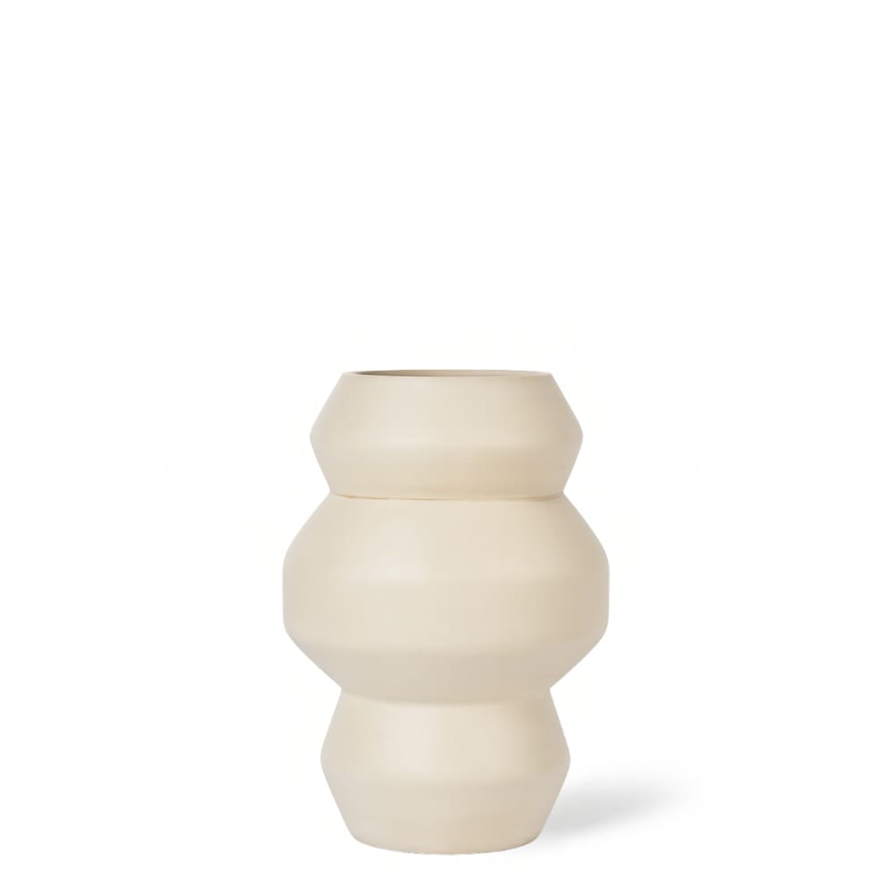 jarron geometrico de vidrio blanco h25