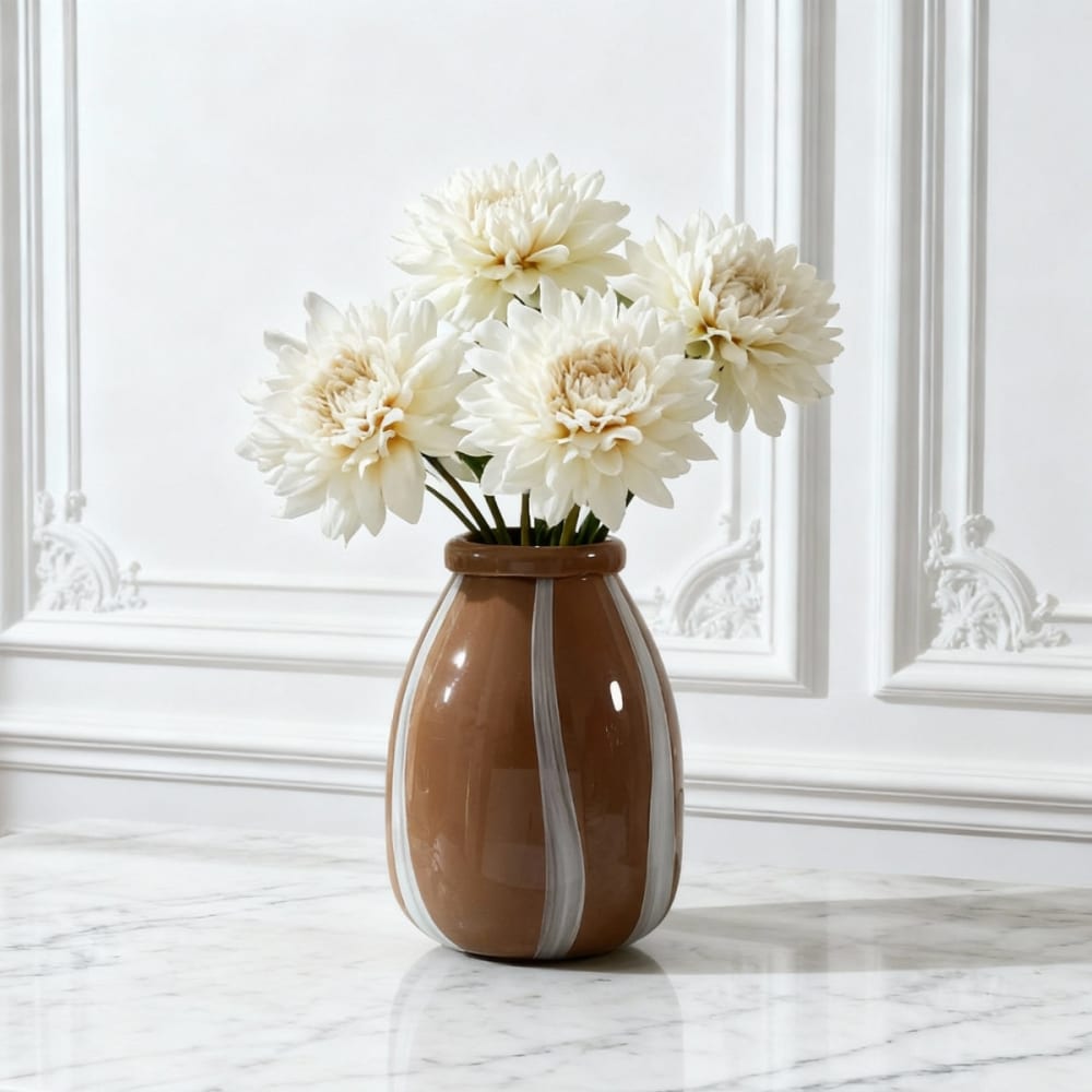 Vase décoratif en verre marron et blanc H26 - Maisons du Monde