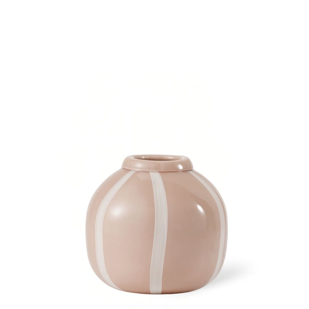Vase en verre soufflé arrondi beige et blanc h20 Vase en verre soufflé arrondi beige et blanc h20