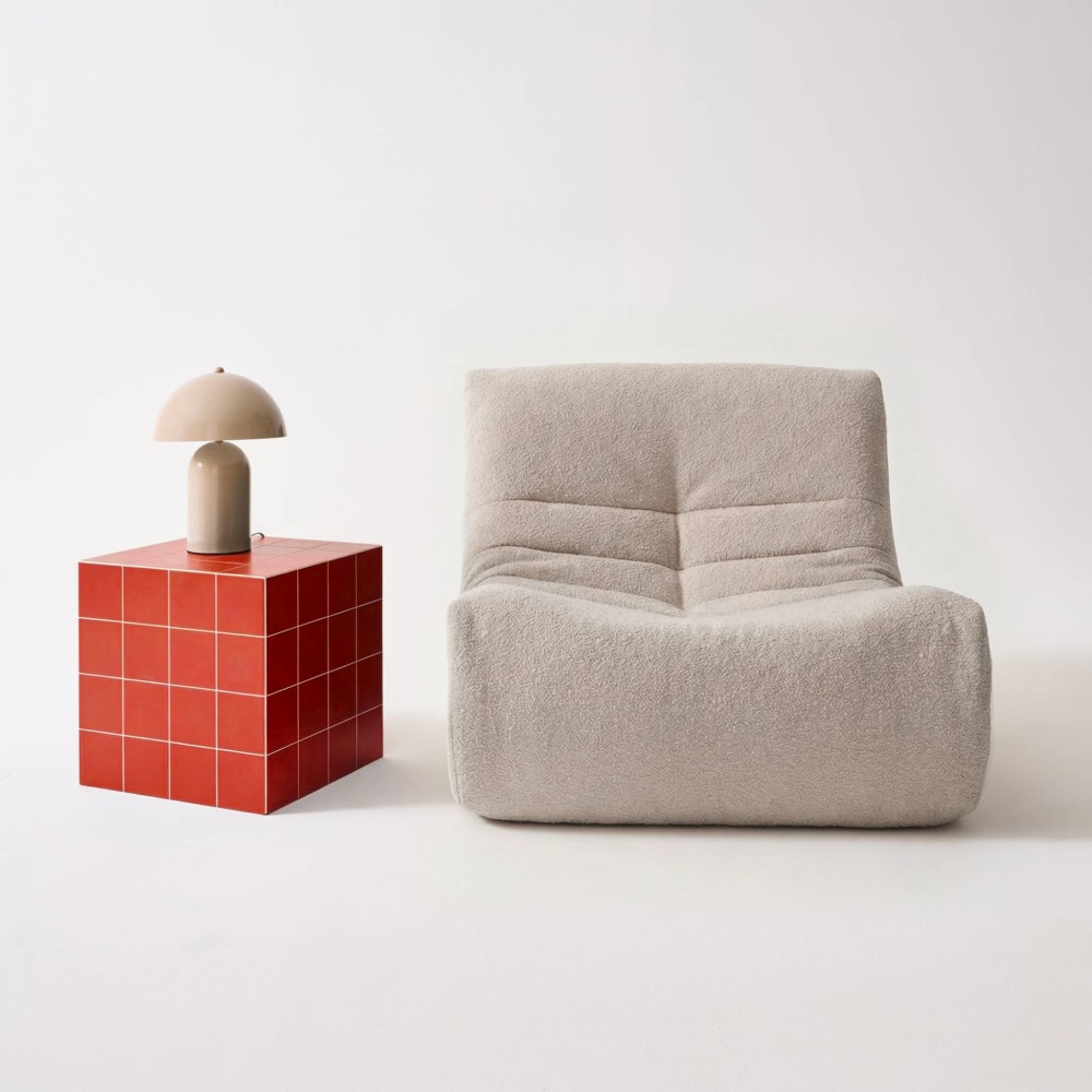 Table basse, table d'appoint cubique imitation ciment terracotta