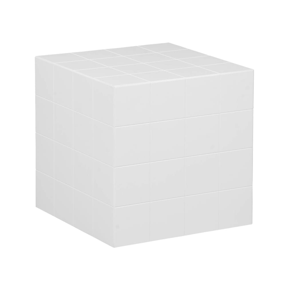 Table basse, table d'appoint cubique imitation ciment blanc 40x40cm
