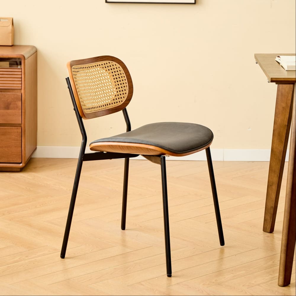 Nordlys Esszimmerstühle (2er Set) aus Metall und Rattan Schwarz style modern Schwarz Öko-Tex Zertifikat Rattan