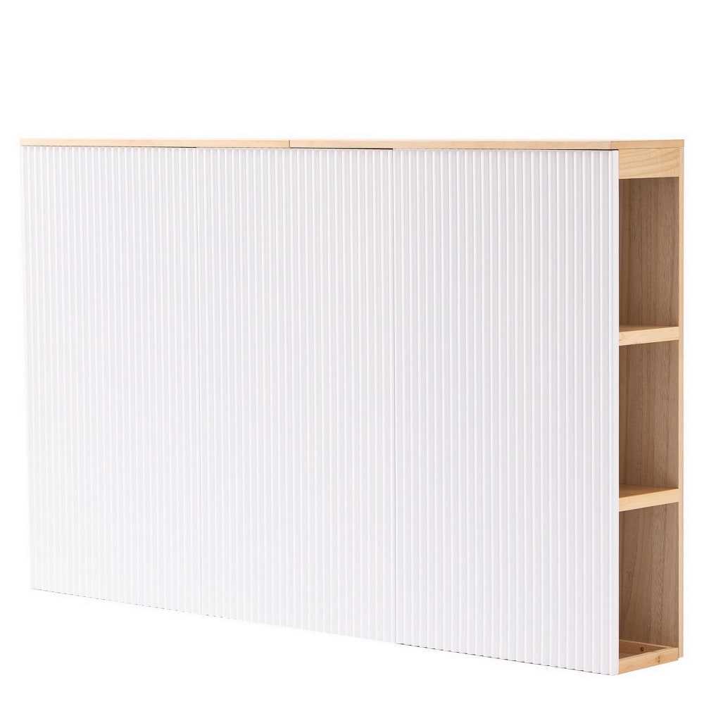 Tête de lit 160 en bois avec rangements blanc