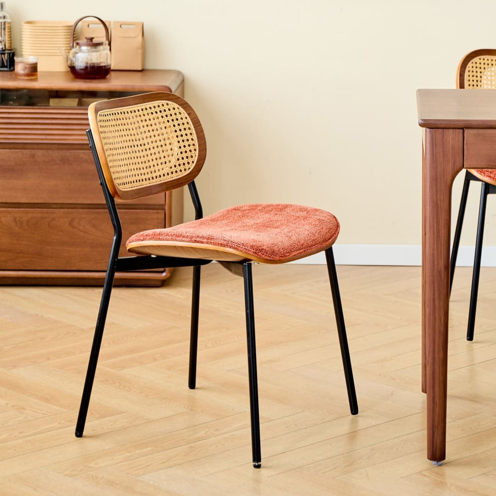 Nordlys Esszimmerstühle (2er Set) aus Metall und Rattan Terracotta style modern Rot Öko-Tex Zertifikat Rattan