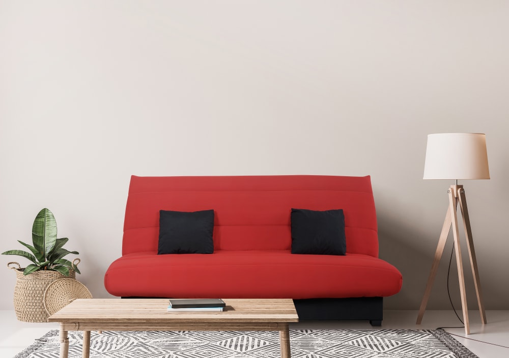 Banquette convertible clic clac 2 places rangement intégré pearl rouge