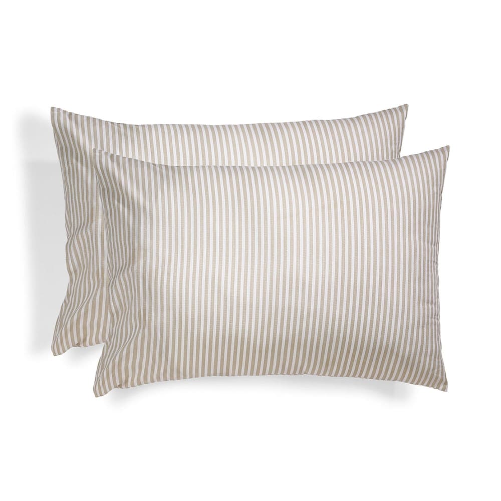 Taie d'oreiller (x2) coton lavé sable 50x70