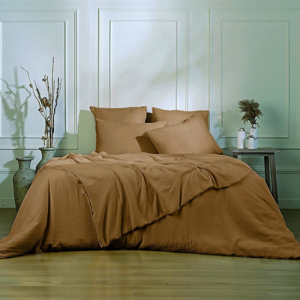Parure + taies 50x70 - noisette