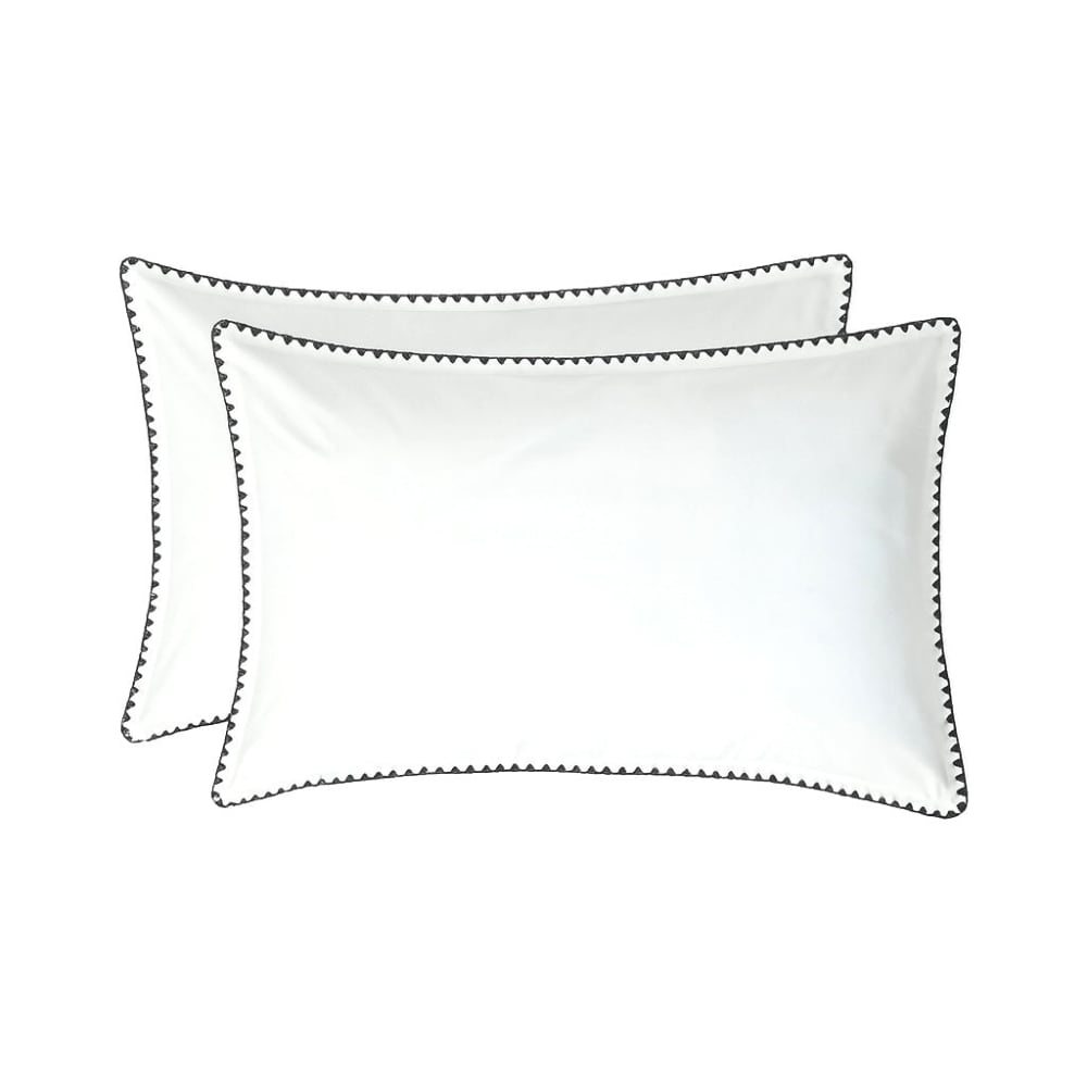 Taie d'oreiller (x2) percale de coton blanc & noir 50x70