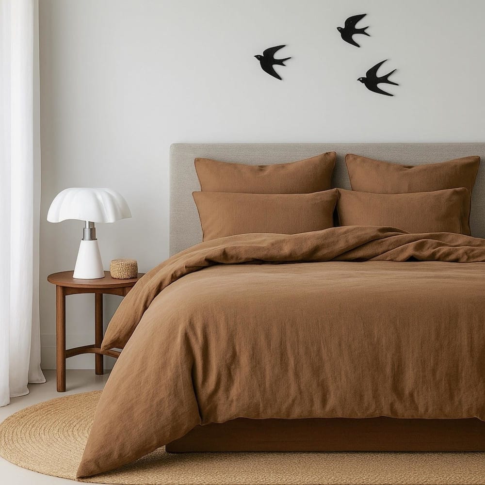 Drap housse coton lavé noisette 180x200x30 — vue 3