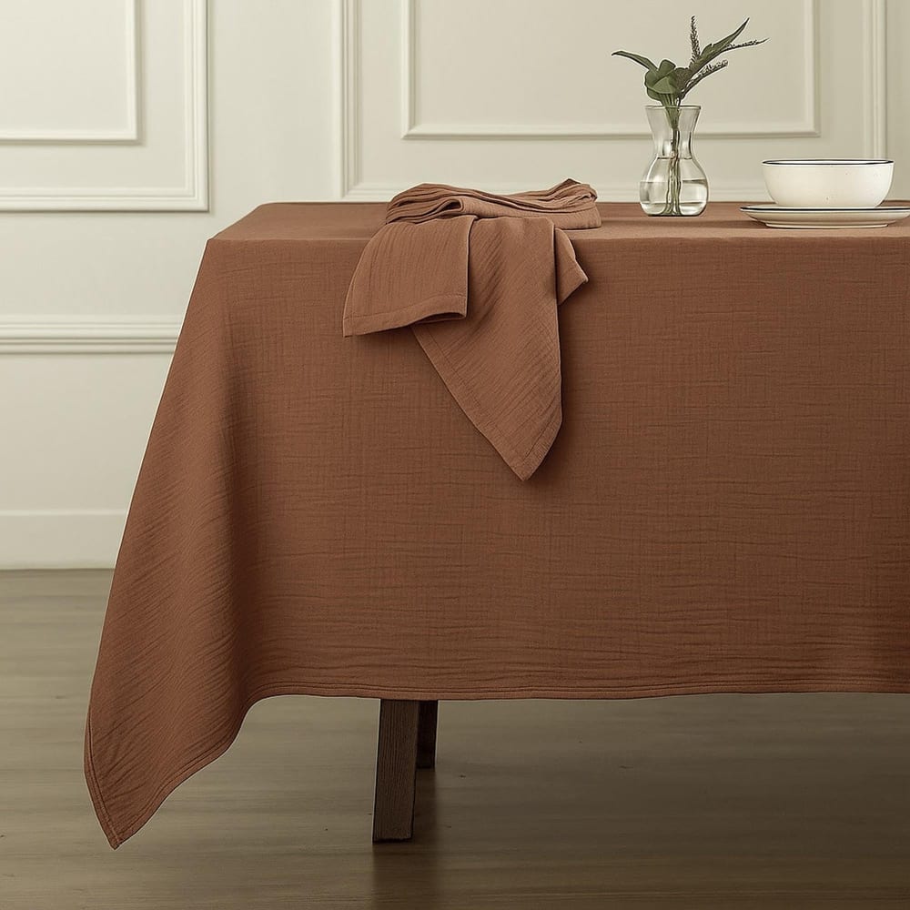 Nappe gaze de coton 150x350 noisette