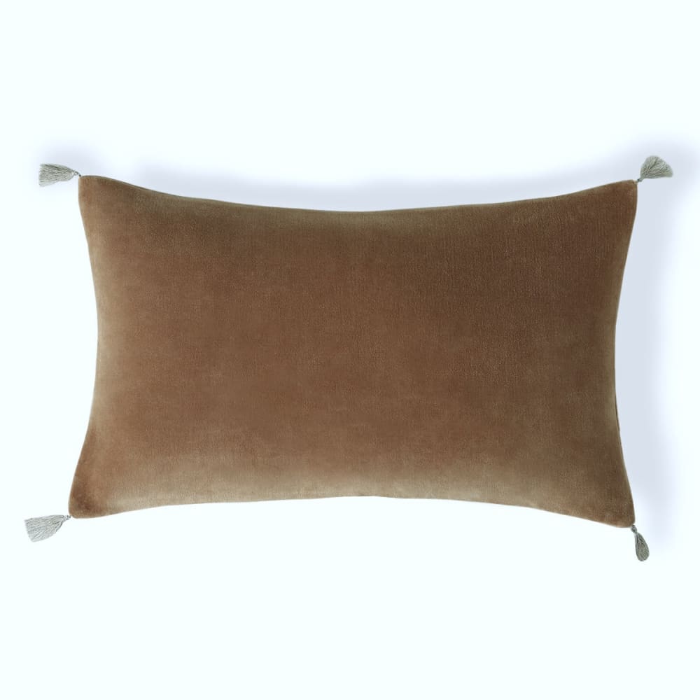 Housse de coussin velours de coton camel 60x40
