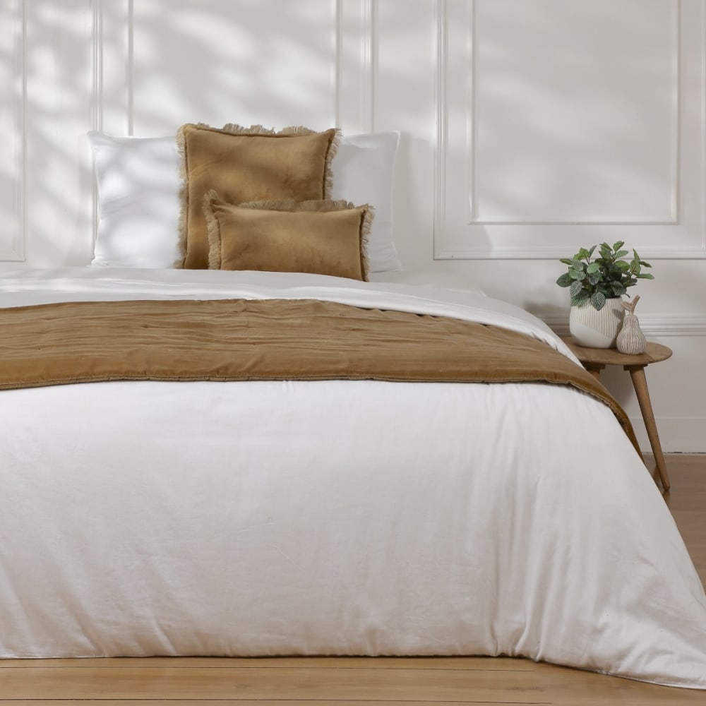 Edredon velours de coton camel 90x200