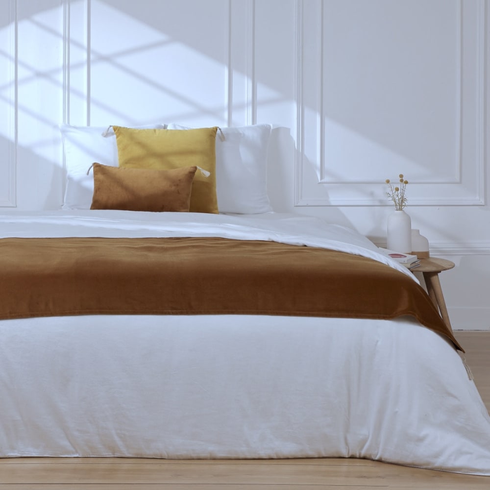 Febronie Bettläufer aus Baumwolle 90x200 style classic chic Beige Öko-Tex Zertifikat Baumwolle