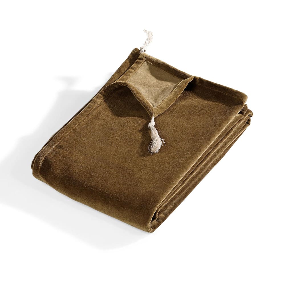 Chemin de lit velours de coton brun chêne 90x200 - Maisons du Monde