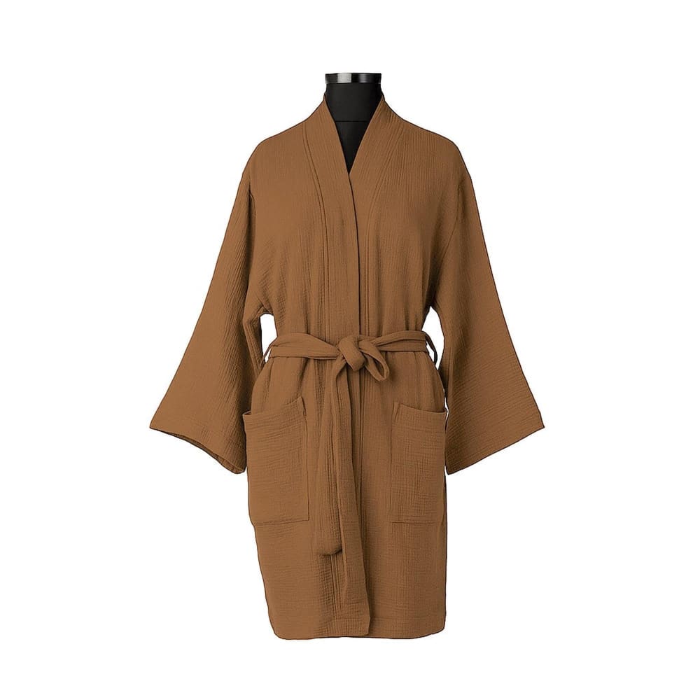 Peignoir kimono gaze de coton95x64 noisette