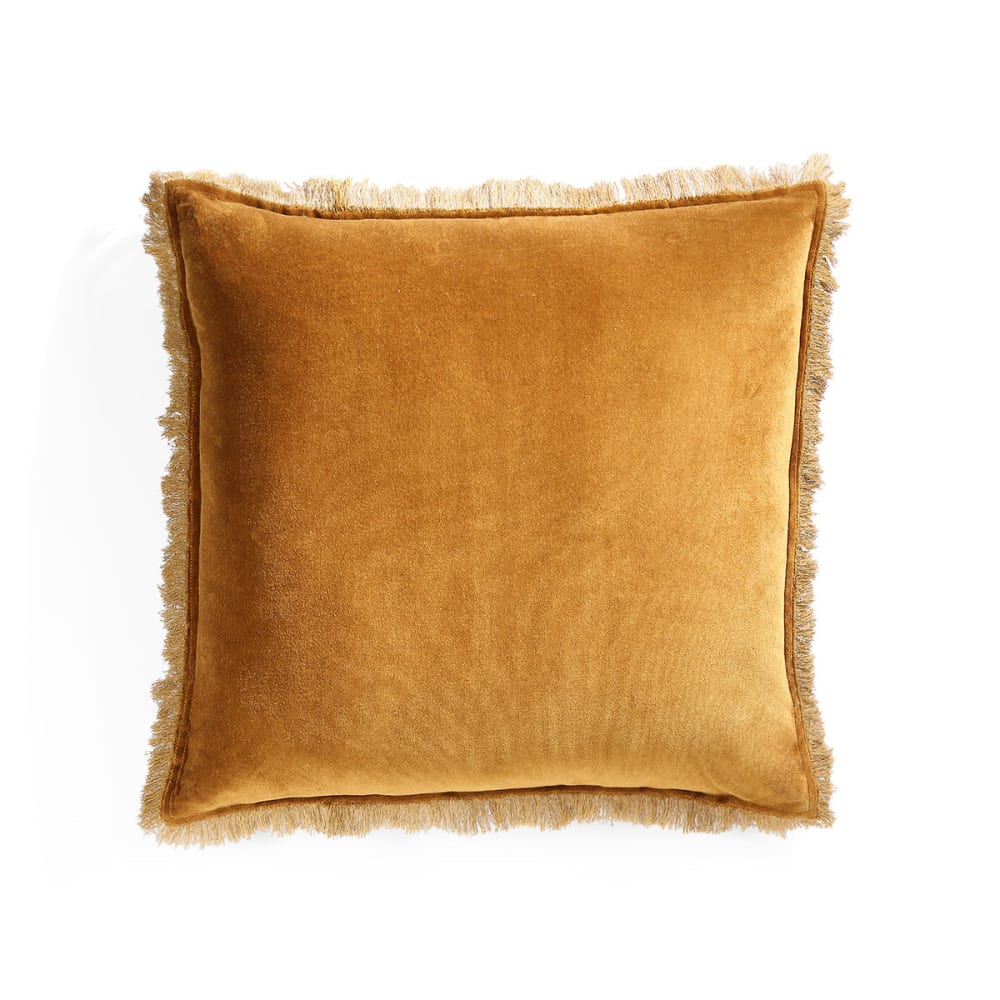 Coussin velours de coton brun tabac 50x50