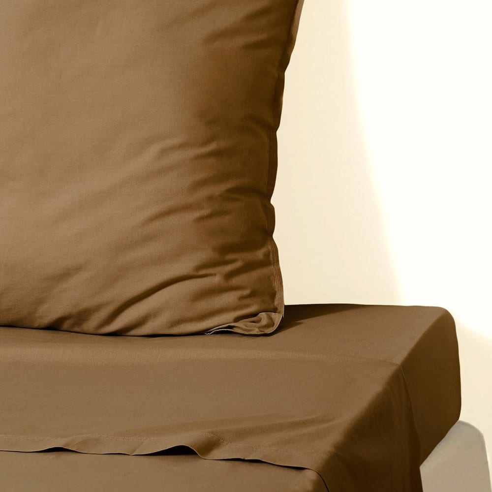 Drap plat coton lavé noisette 270x300